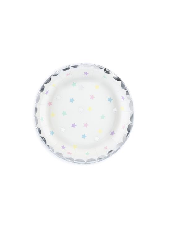 6 platos con estrellas de colores (18 cm) - Unicorn Collection