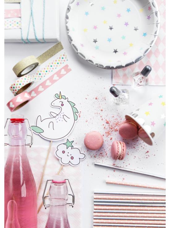 6 platos con estrellas de colores (18 cm) - Unicorn Collection