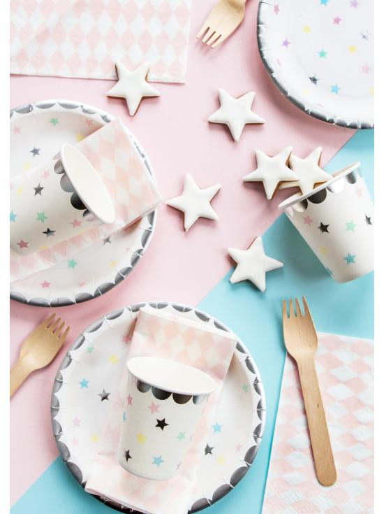 6 platos con estrellas de colores (18 cm) - Unicorn Collection