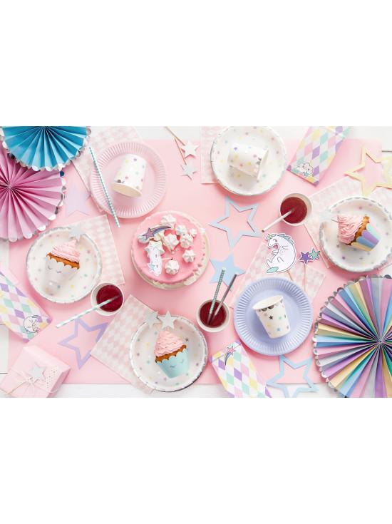 6 platos con estrellas de colores (18 cm) - Unicorn Collection