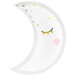 6 platos con forma de luna con pestañas y coloretes (24cm) - Golden Sky