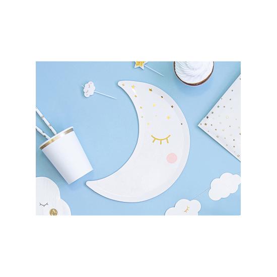 6 platos con forma de luna con pestañas y coloretes (24cm) - Golden Sky 6 platos con forma de luna con pestañas y coloretes (24cm) - Golden Sky