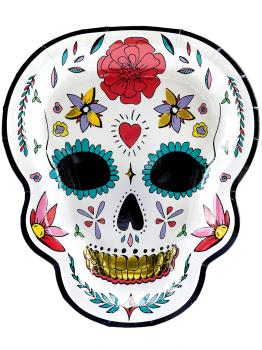 6 platos de Catrina blancos - Día de los muertos