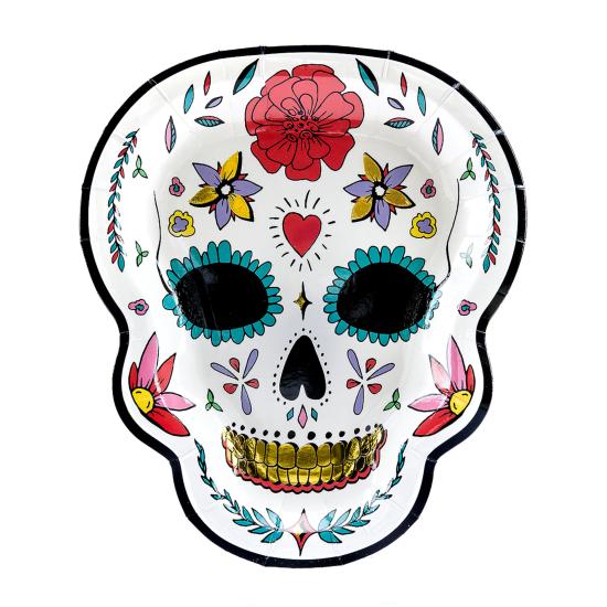 6 platos de Catrina blancos - Día de los muertos