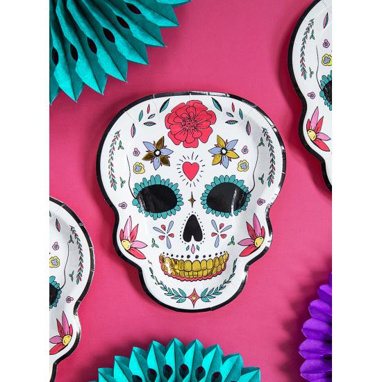 6 platos de Catrina blancos - Día de los muertos