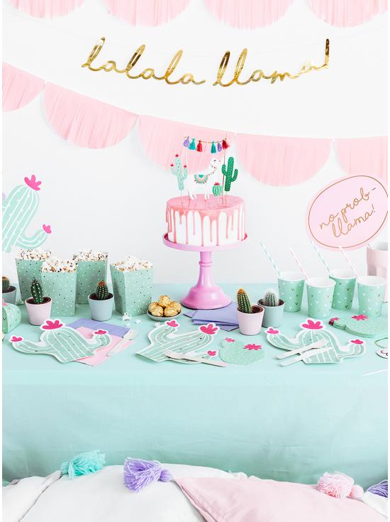 6 platos de cactus (23 cm) - Llama Party