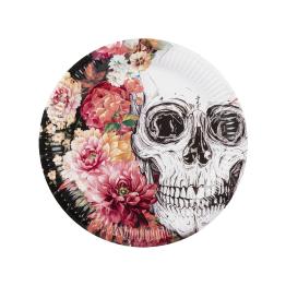 6 platos de esqueleto con flores (23 cm)