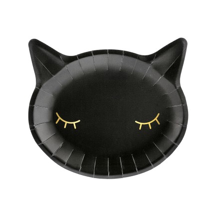 6 platos de gato negro (22 cm)