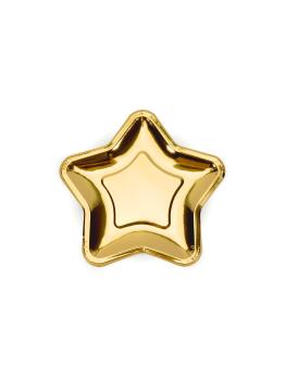 6 platos dorados con forma de estrella de papel (18 cm) - New Year’s Eve & Carnival