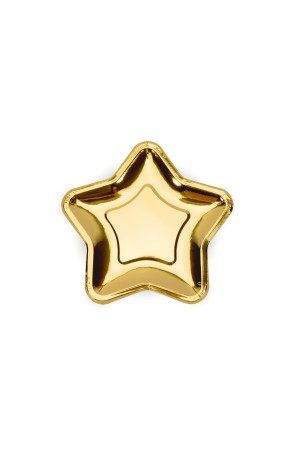 6 platos dorados con forma de estrella de papel (18 cm) - New Year’s Eve & Carnival