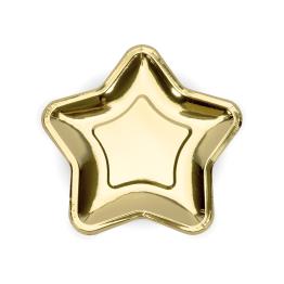 6 platos dorados con forma de estrella de papel (23 cm) - Princess Party