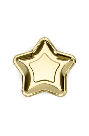 6 platos dorados con forma de estrella de papel (23 cm) - Princess Party