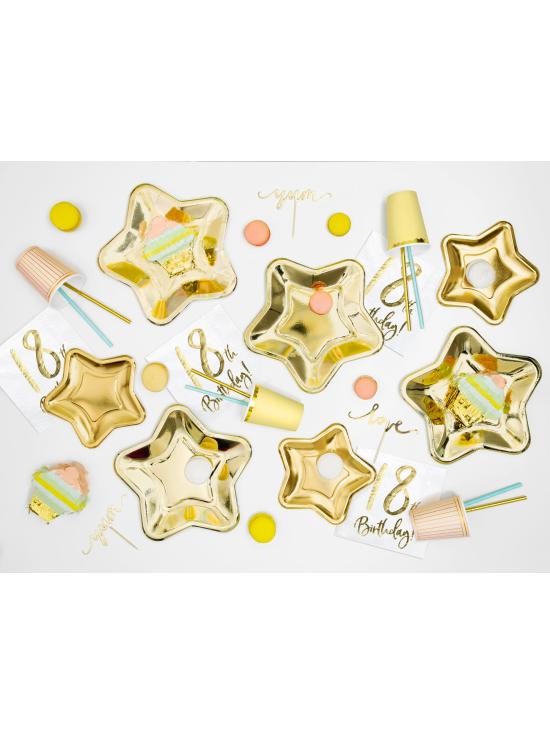 6 platos dorados con forma de estrella de papel (23 cm) - Princess Party