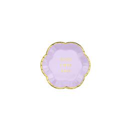 6 platos morados pastel con borde dorado "Good vibes only" de papel (13 cm) - Yummy