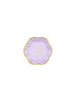 6 platos morados pastel con borde dorado "Good vibes only" de papel (13 cm) - Yummy