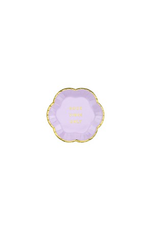 6 platos morados pastel con borde dorado "Good vibes only" de papel (13 cm) - Yummy