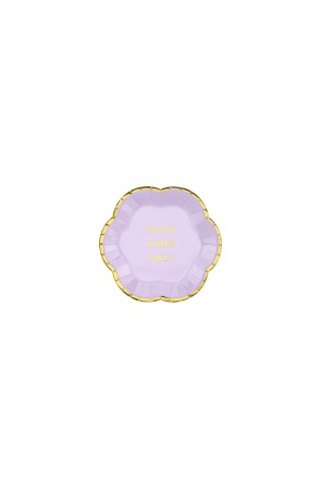 6 platos morados pastel con borde dorado "Good vibes only" de papel (13 cm) - Yummy