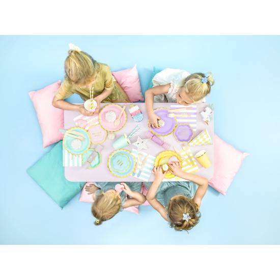 6 platos morados pastel con borde dorado "Good vibes only" de papel (13 cm) - Yummy 6 platos morados pastel con borde dorado "Good vibes only" de papel (13 cm) - Yummy