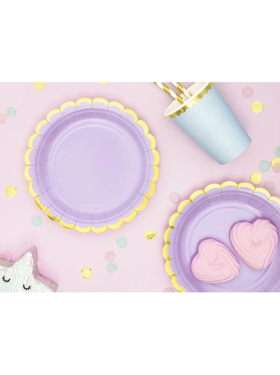 6 platos morados pastel de papel (18 cm) - Yummy