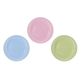 6 platos multicolor de papel (18 cm) - Pastelove