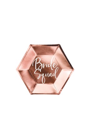 6 platos oro rosa "Bride Squad" de papel (23 cm) - Rose Gold Bride To Be