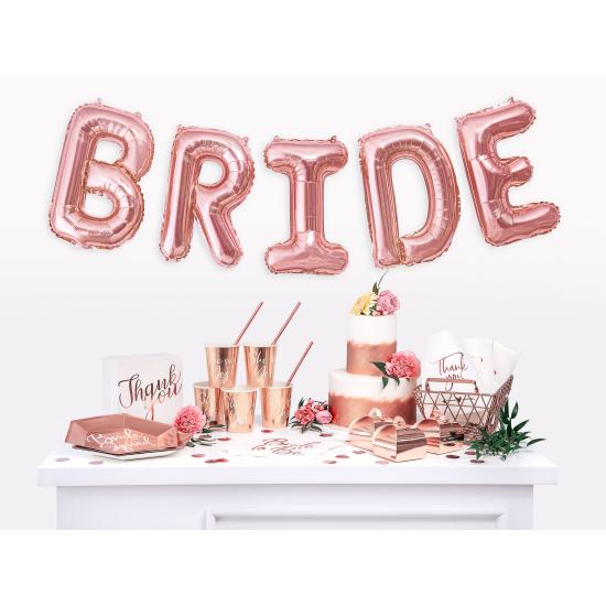 6 platos oro rosa "Bride Squad" de papel (23 cm) - Rose Gold Bride To Be