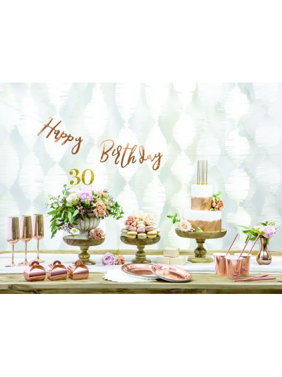6 platos oro rosas de papel - Vintage Birthday (18 cm)