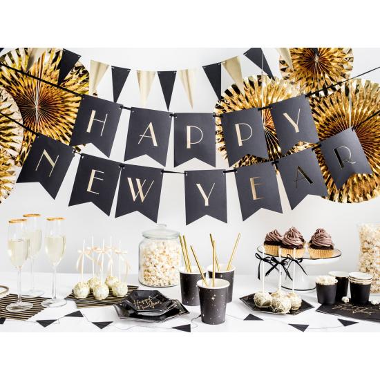 6 platos pentagonales negros con bordes dorados de papel (23 cm) - Gold 30th Birthday
