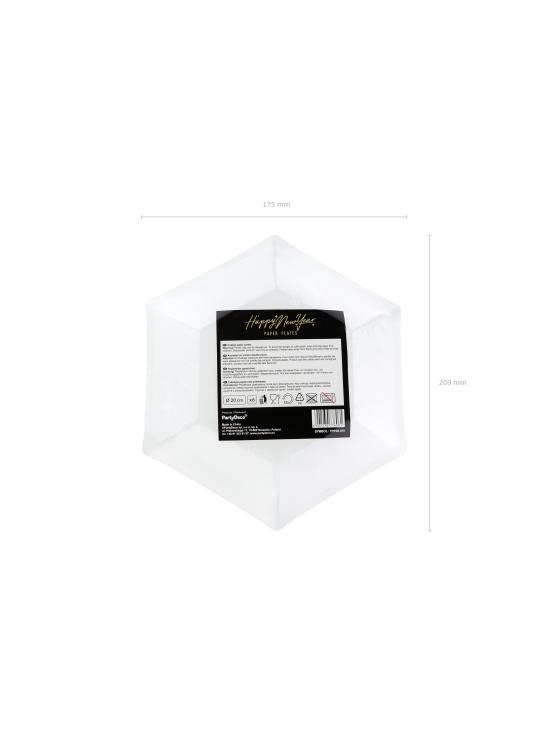 6 platos pentagonales negros con estrellas doradas de papel (20 cm) - New Year’s Eve Collection