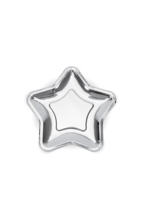 6 platos plateados con forma de estrella de papel (18 cm) - New Year’s Eve & Carnival
