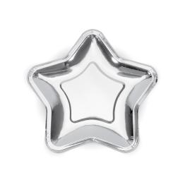 6 platos plateados con forma de estrella de papel (23 cm) - Princess Party