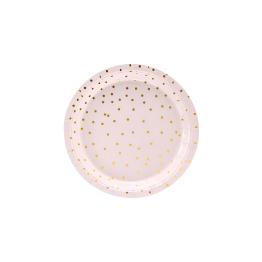 6 platos rosas con lunares dorados de papel (18 cm) - Polka Dots Collection