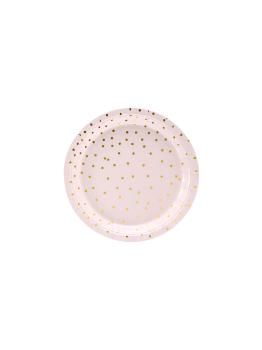 6 platos rosas con lunares dorados de papel (18 cm) - Polka Dots Collection