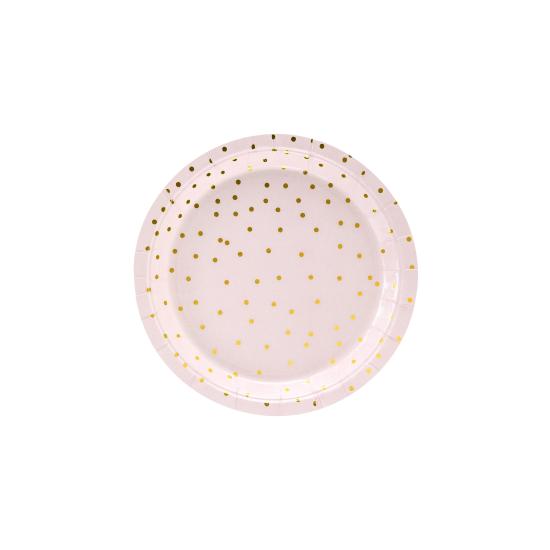 6 platos rosas con lunares dorados de papel (18 cm) - Polka Dots Collection 6 platos rosas con lunares dorados de papel (18 cm) - Polka Dots Collection