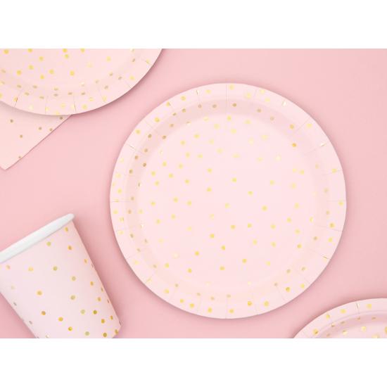6 platos rosas con lunares dorados de papel (18 cm) - Polka Dots Collection 6 platos rosas con lunares dorados de papel (18 cm) - Polka Dots Collection