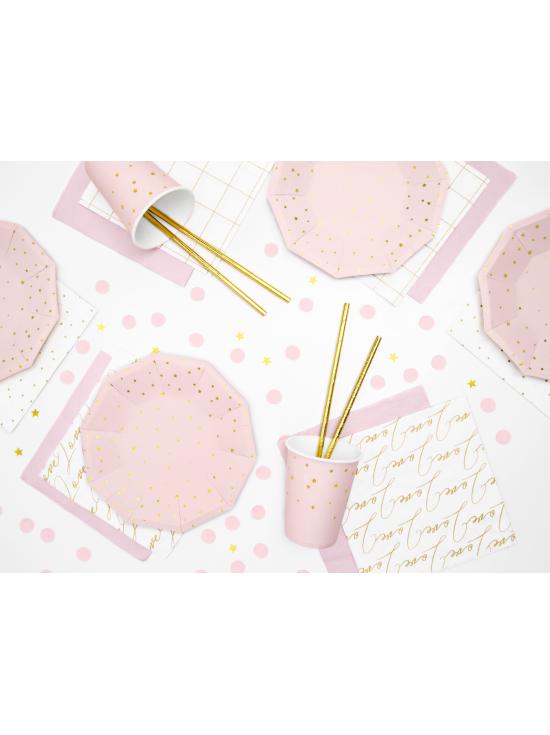6 platos rosas pastel con estrellas doradas de papel (18 cm)