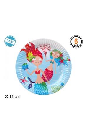6 Platos Sirenita 18 cms