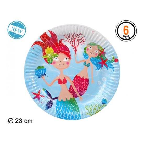 6 Platos Sirenita 23 cms 6 Platos Sirenita 23 cms