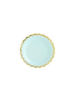 6 platos verde menta de papel (18 cm) - Yummy