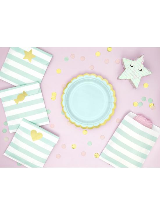 6 platos verde menta de papel (18 cm) - Yummy