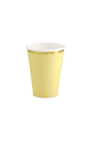 6 vasos amarillo pastel con borde dorado de papel - Yummy