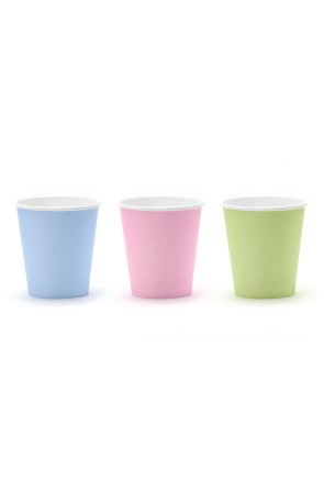 6 vasos azul pastel de papel - Pastelove