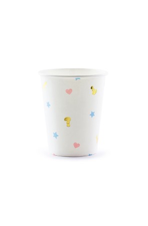 6 vasos blancos estampados multicolor de papel - Unicorn