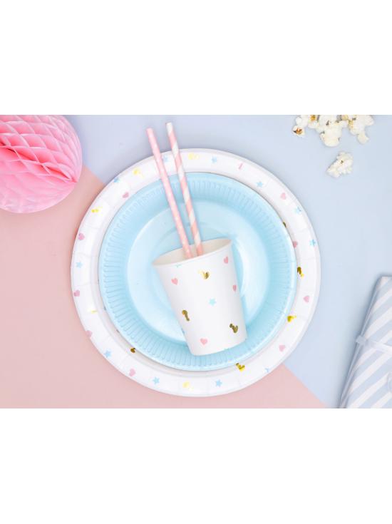 6 vasos blancos estampados multicolor de papel - Unicorn