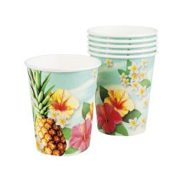 6 vasos con flores y piñas - Paradise Collection
