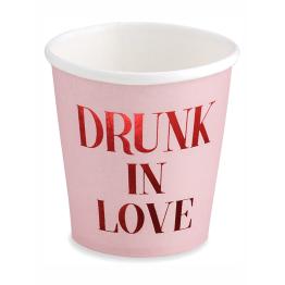 6 vasos de papel rosas "Drunk in Love" - Valentine Collection