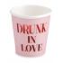 6 vasos de papel rosas "Drunk in Love" - Valentine Collection