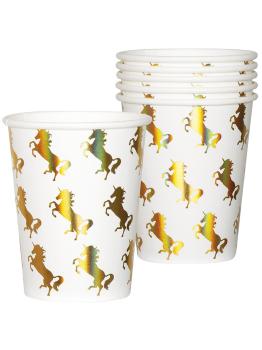 6 vasos de unicornios dorados - Magic Unicorn
