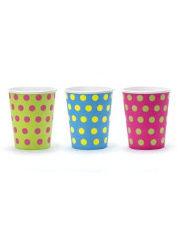 6 vasos estampado de lunares variados de papel - Colorful & holographic birthday