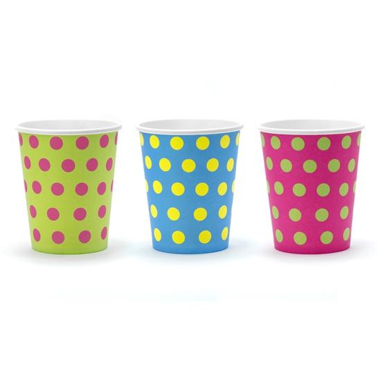 6 vasos estampado de lunares variados de papel - Colorful & holographic birthday
